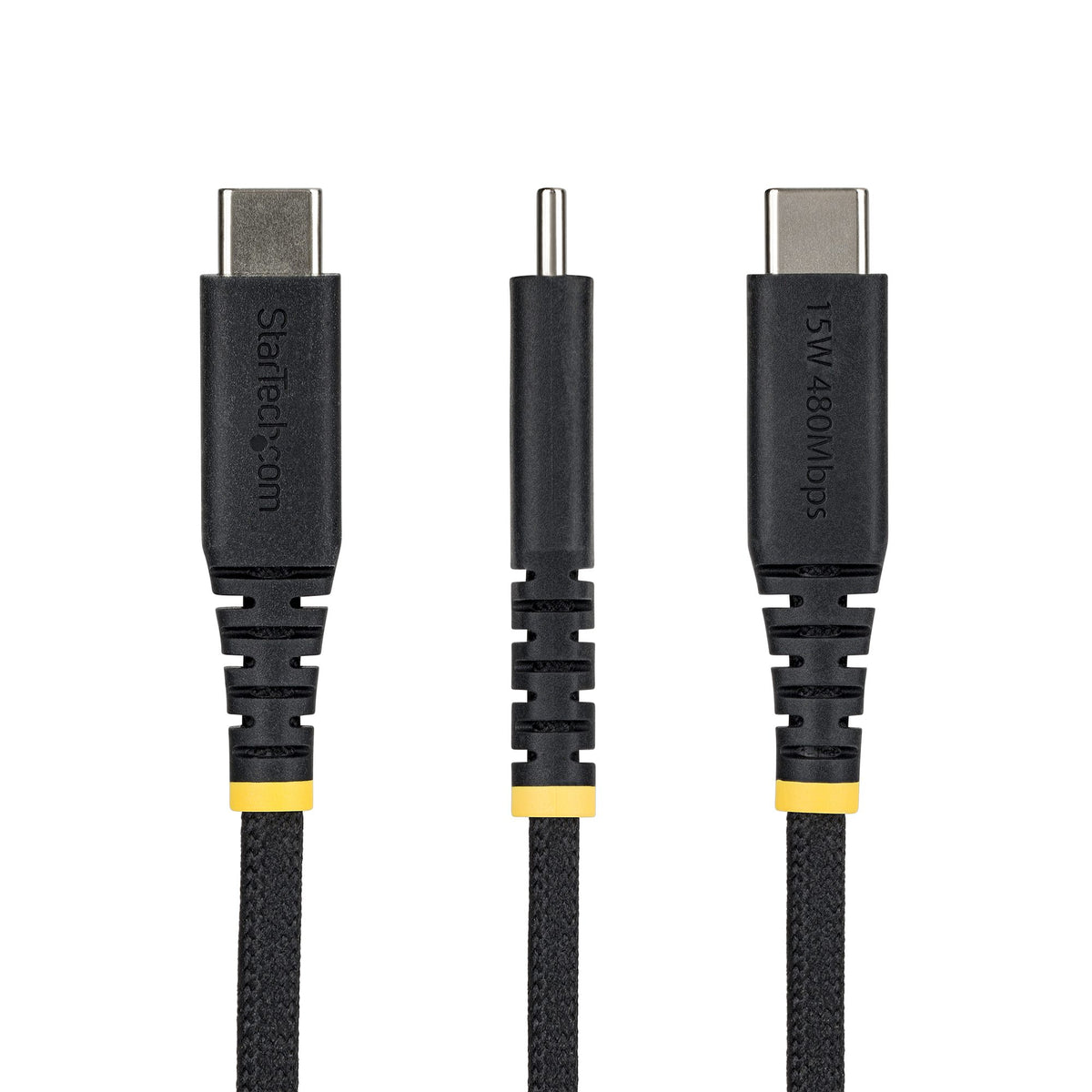 StarTech.com USB-Kabel – USB-A auf USB-C – USB 2.0 (480 Mbit/s) – 0,15 m – PD 15 W – Geflochten – Schwarz