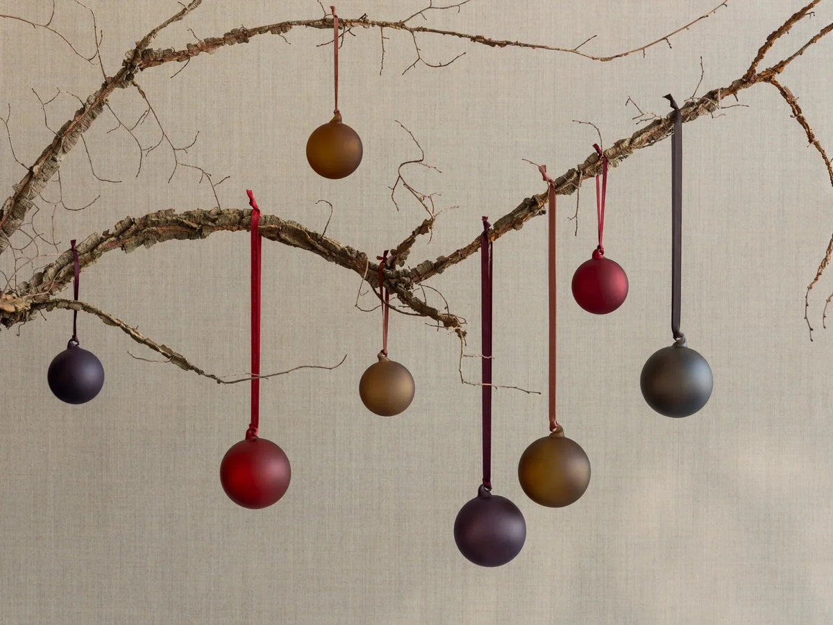Blomus Weihnachtskugel – Ø 7 cm – Glas & Polyester, Pflaume – 4-teilig
