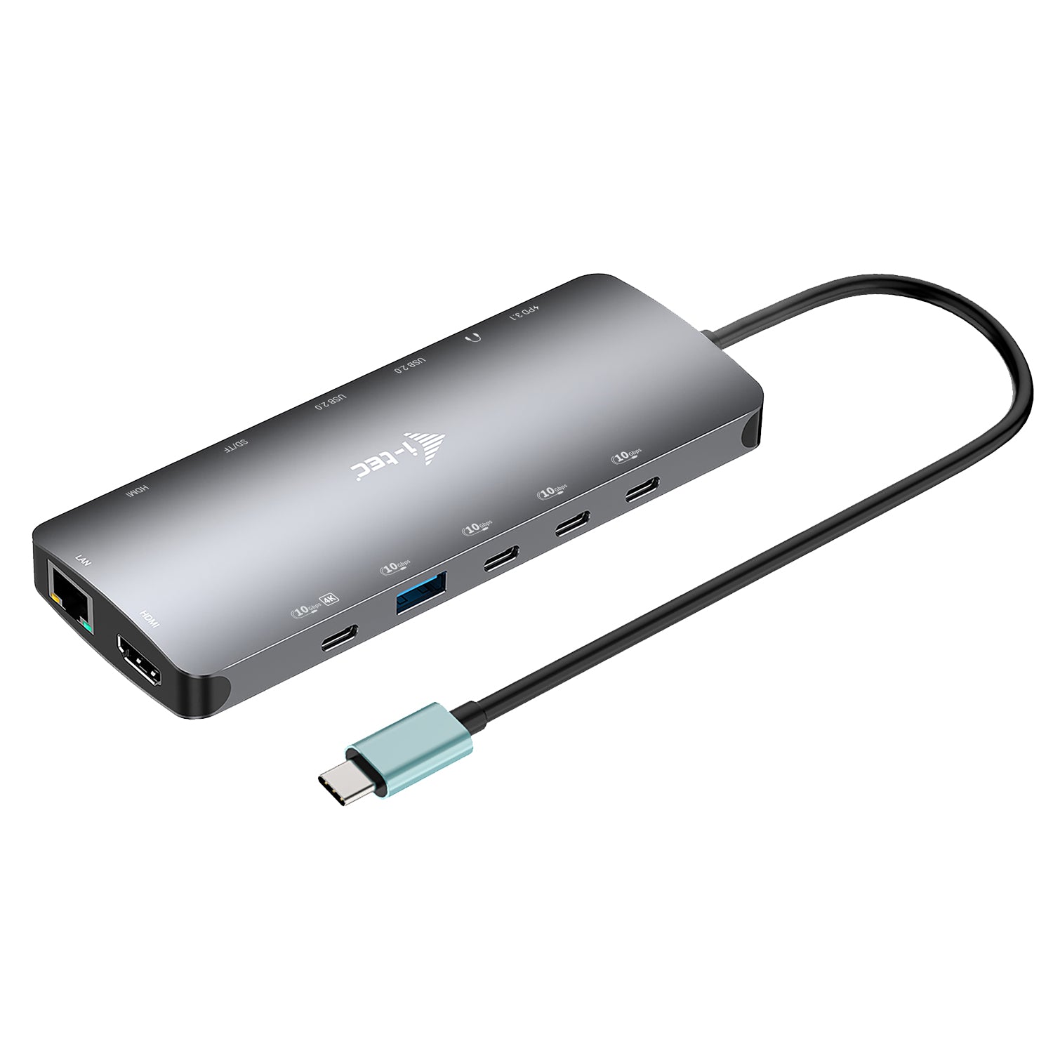 i-tec Metal Nano Dockingstation – USB-C, 2× HDMI, 1× USB-C (Video), 3× USB-A, 3× USB-C, 140 W PD, GbE