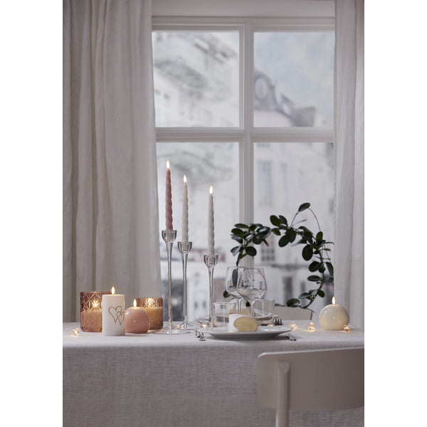 Star Trading Flamme Romb LED Kerze – Ø 10 × 12,5 cm – Glas & Wachs, Rosa – Timer