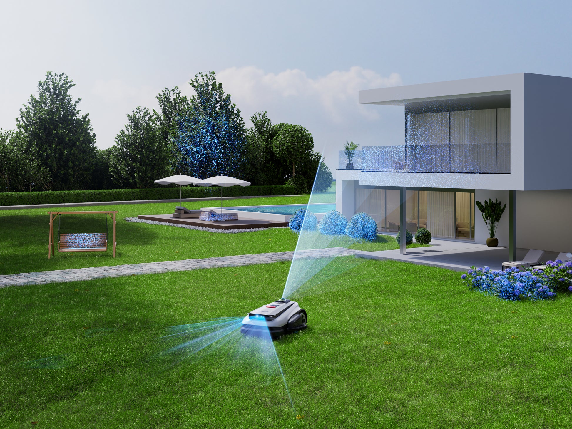 Ecovacs GOAT A1600 LiDAR PRO – Rasenmähroboter – 1'600 m², 33 cm Schnittbreite, AIVA 3D