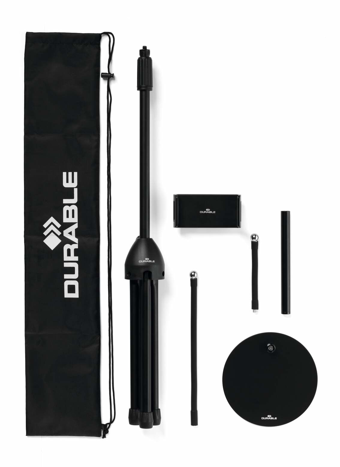 Durable TWIST COMBI Tablet-Tischhalterung für 4,7–13" – 360° drehbar, Hoch-/Querformat – Schwarz