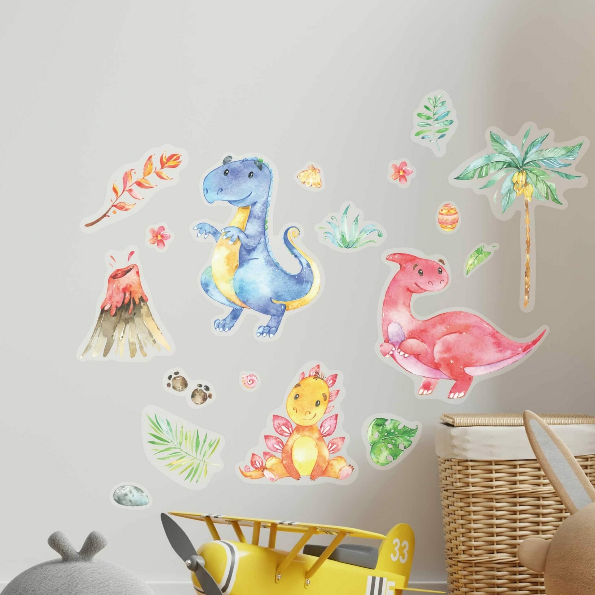 Papierdrachen Wandtattoo-Set – 22 × 30 cm – 8-teilig – Papier, mehrfarbig