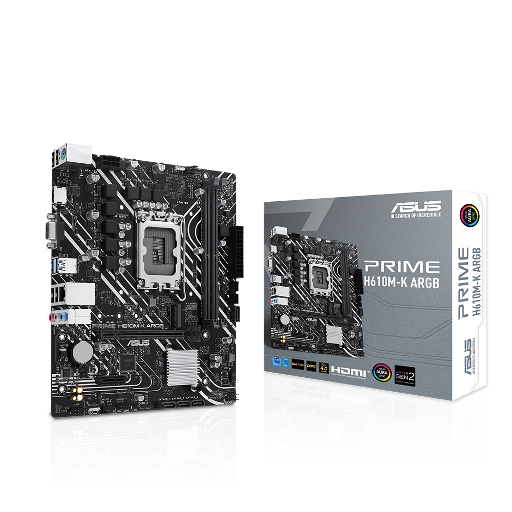 ASUS PRIME H610M-K ARGB – Mainboard – LGA 1700, Intel H610, mATX, DDR5
