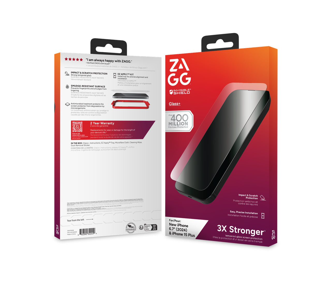 ZAGG Displayschutz Glass Elite – für Apple iPhone 16 Plus/15 Plus – Glas