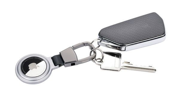 TROIKA AirTag Schlüsselanhänger für AirTag – Aluminium, Silber, 37 × 85 × 9 mm