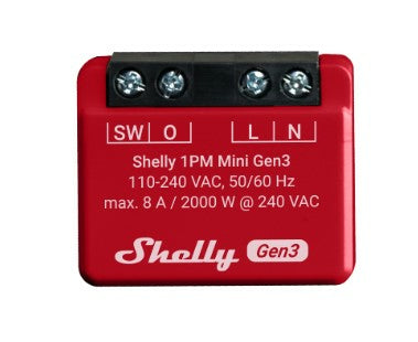 Shelly 1PM Mini Gen3 – Smart-Steckdose – 8 A, Verbrauchsmessung – für Amazon Alexa, Google Assistant