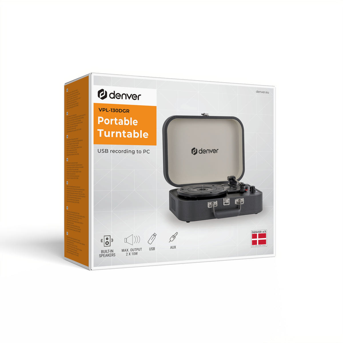Denver VPL-130DGR – Plattenspieler (Riemenantrieb, halbautomatisch), Phono-Vorverstärker, 33⅓/45/78 U/min – Grau