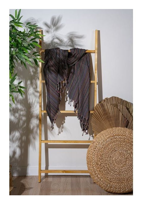 Foutastic Strandtuch Otantik – 90 × 175 cm, Schwarz, 60% Baumwolle/40% Polyester