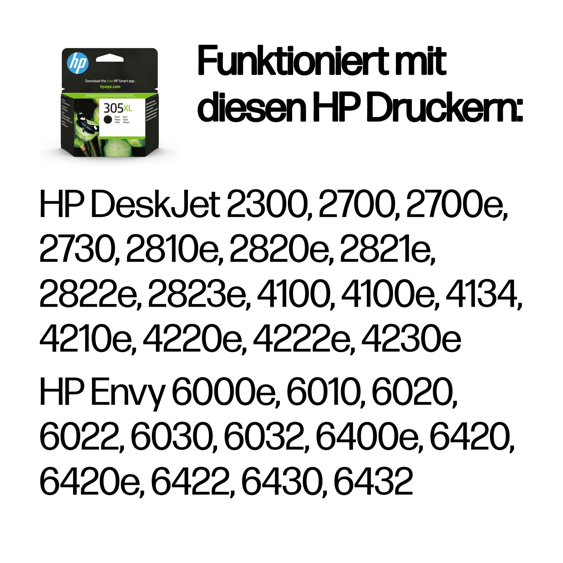 HP 305XL Schwarz Tintenpatrone (Original) – 240 Seiten – für HP DeskJet 2300/2700/2730, Envy 6000/6010/6020