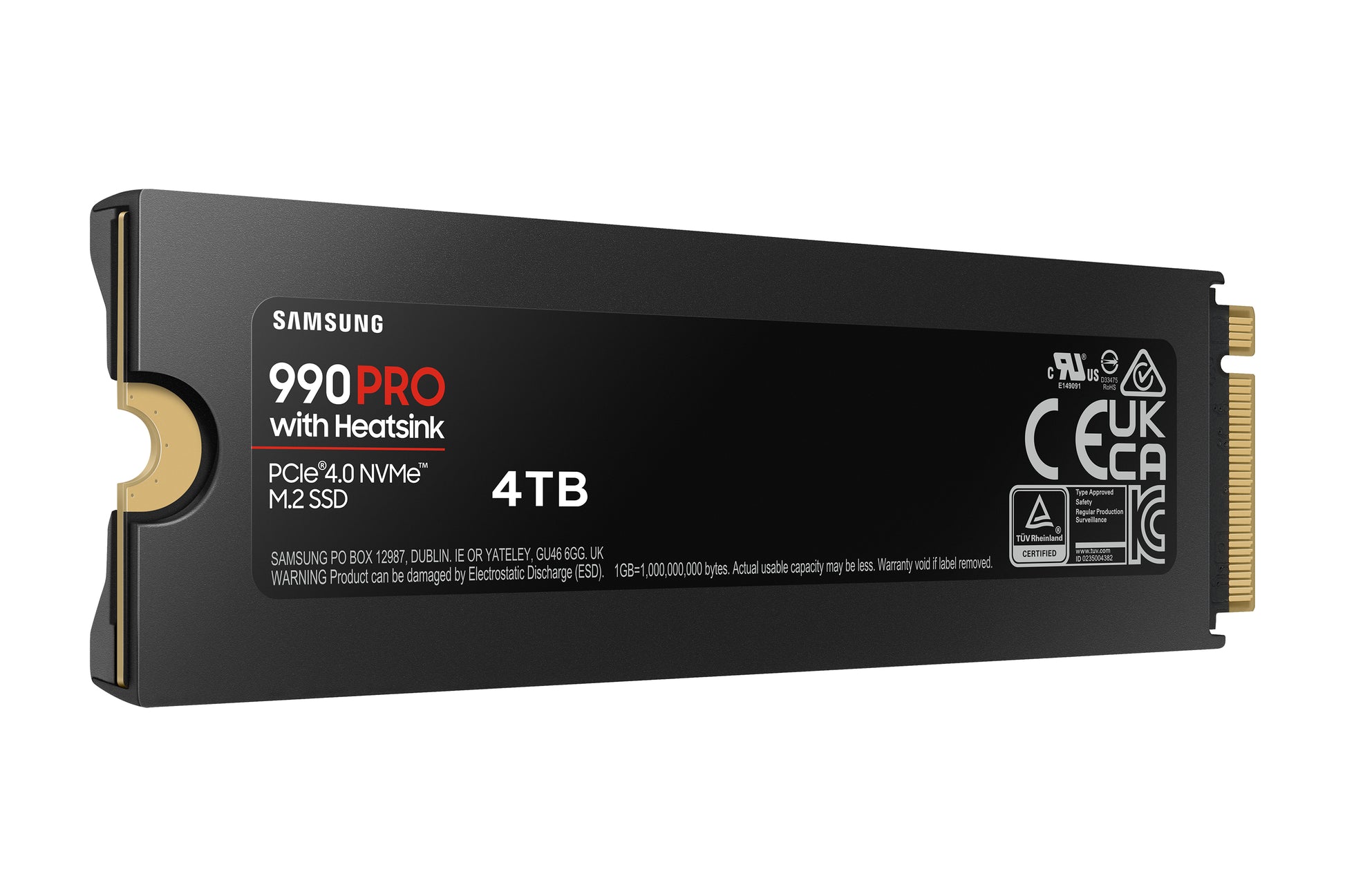 Samsung 990 PRO – 4 TB M.2 2280 NVMe PCIe 4.0 x4, 7'450/6'900 MB/s, V-NAND TLC, mit Kühlkörper