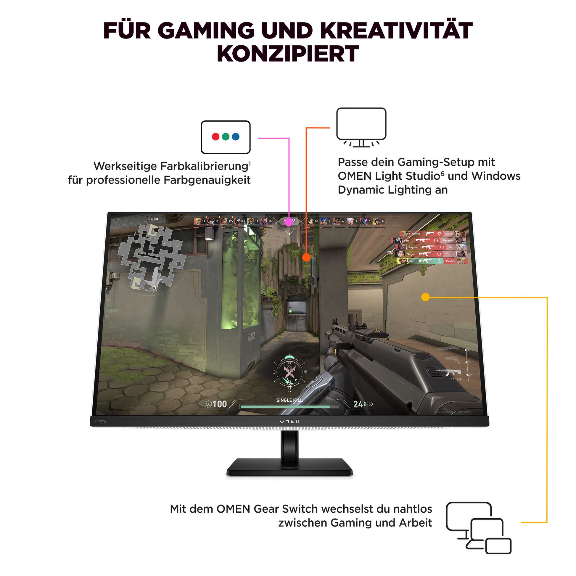HP OMEN Transcend – 31,5", 3840 × 2160 (4K), OLED, 240 Hz, USB-C 140 W, KVM, DisplayHDR 400 True Black