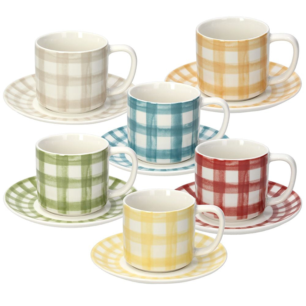 Tognana Porcellane Ivy Kaffeetassen – 6er Set, 220 ml, Knochenporzellan, Mehrfarbig, spülmaschinenfest
