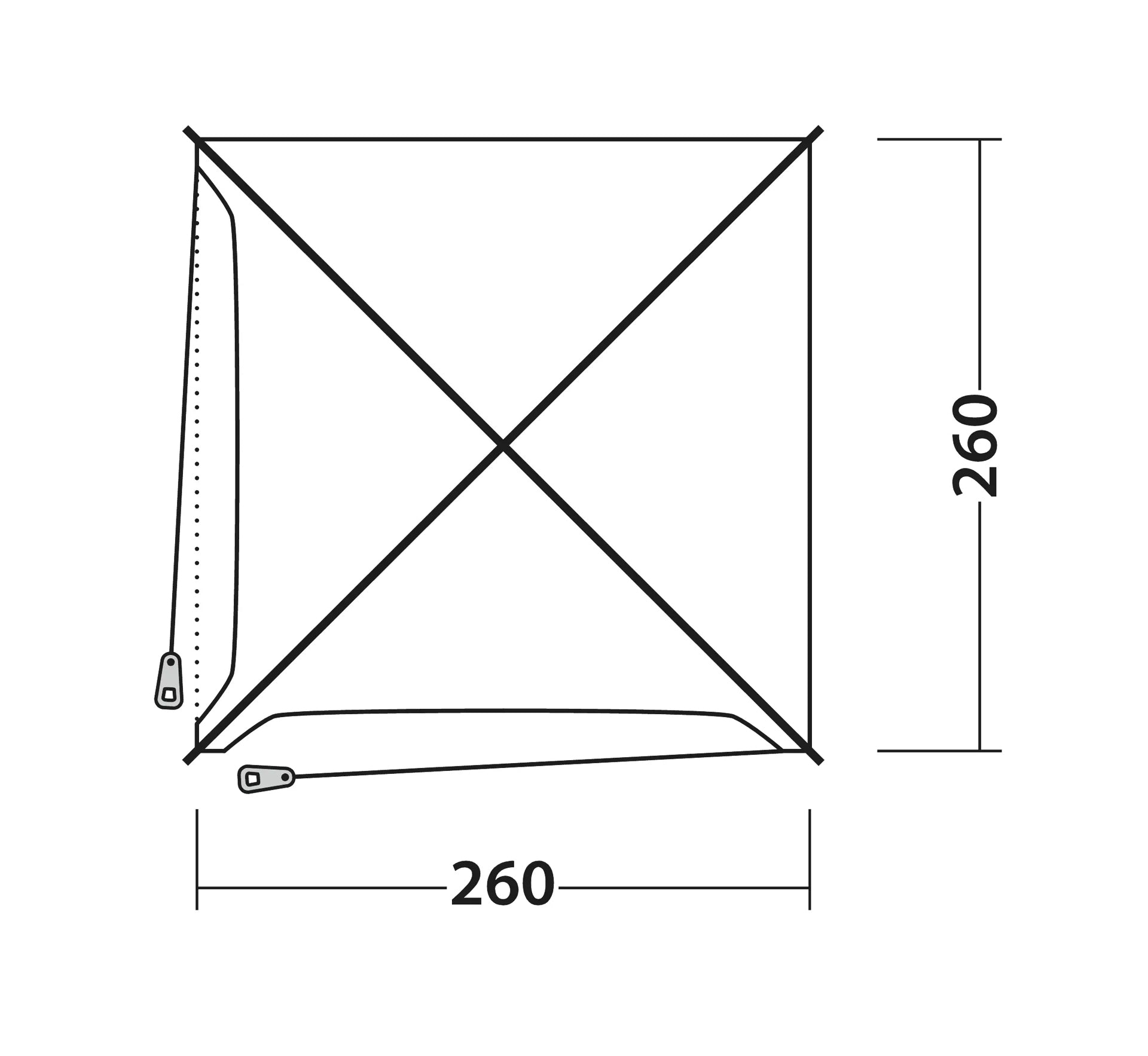 Outwell Pavillon Dakota Shelter M – PFC-frei, spritzwassergeschützt – 260 × 260 × 225 cm – grau