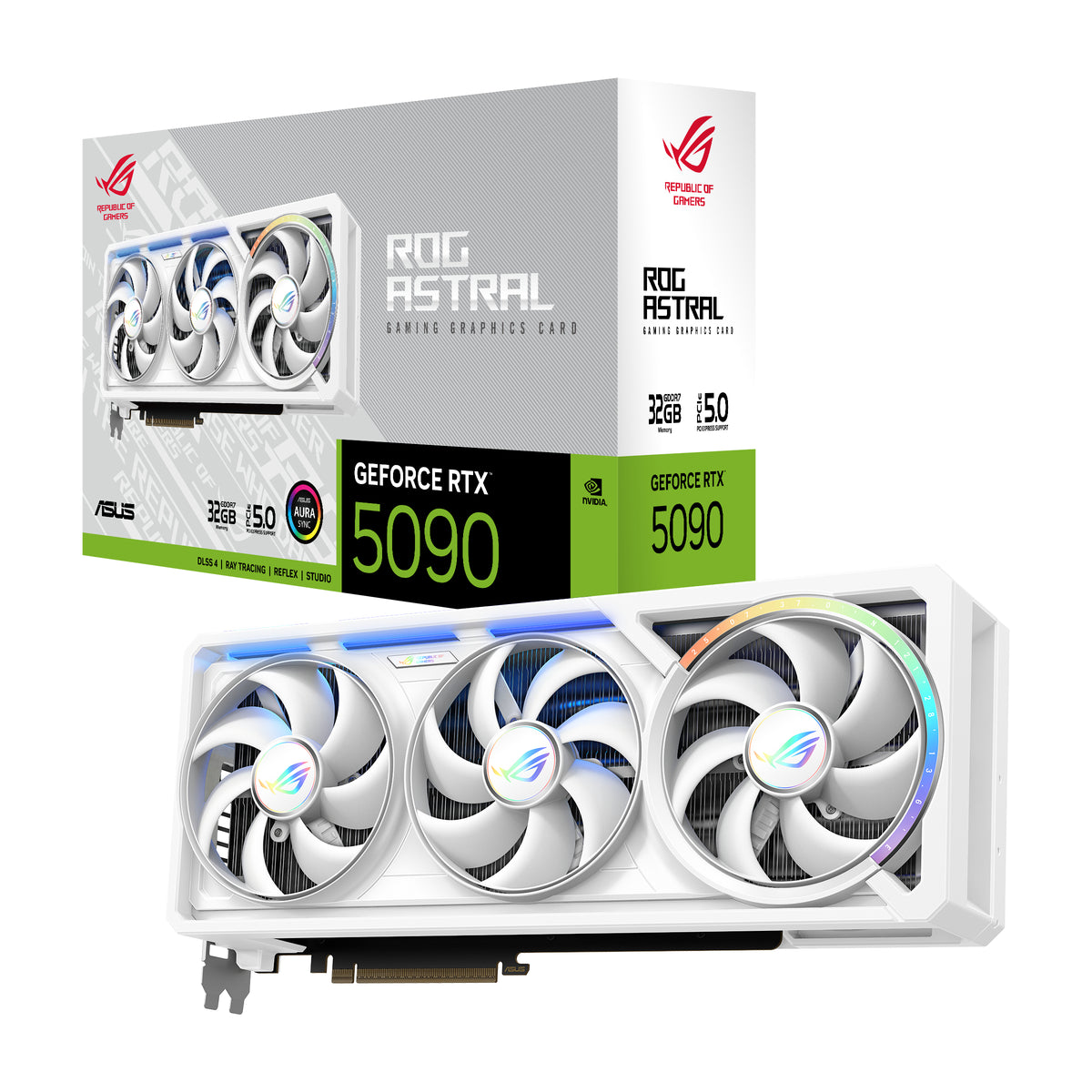 ASUS ROG ASTRAL RTX5090 32G WH – PCIe Grafikkarte – 3×DisplayPort, 2×HDMI, PCIe 5.0, 32 GB GDDR7