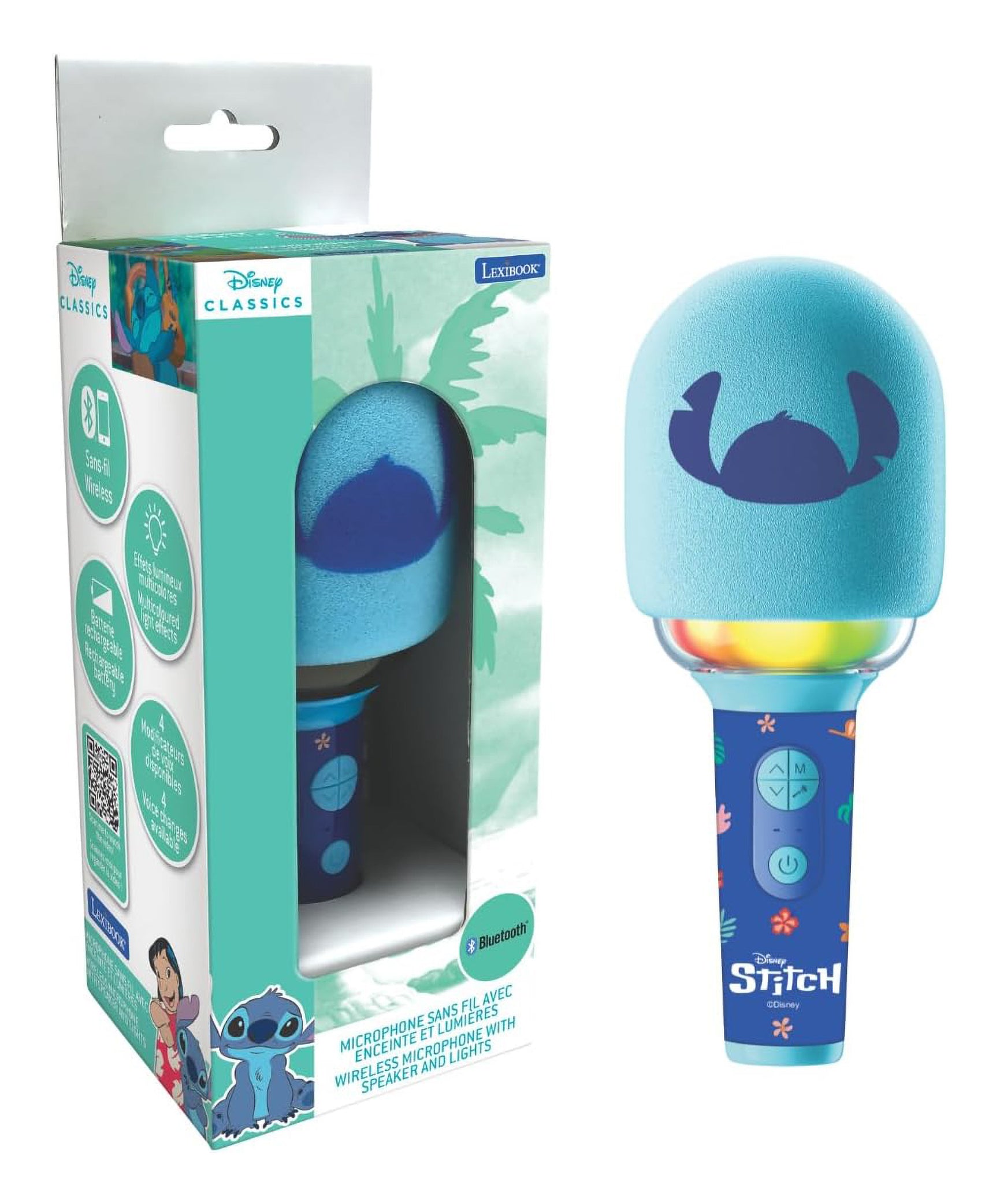 Lexibook Disney MIC280D Mikrofon – Stitch – Bluetooth, Akku, Lichteffekte – 8,7 × 21,0 × 8,7 cm – ab 6 J.