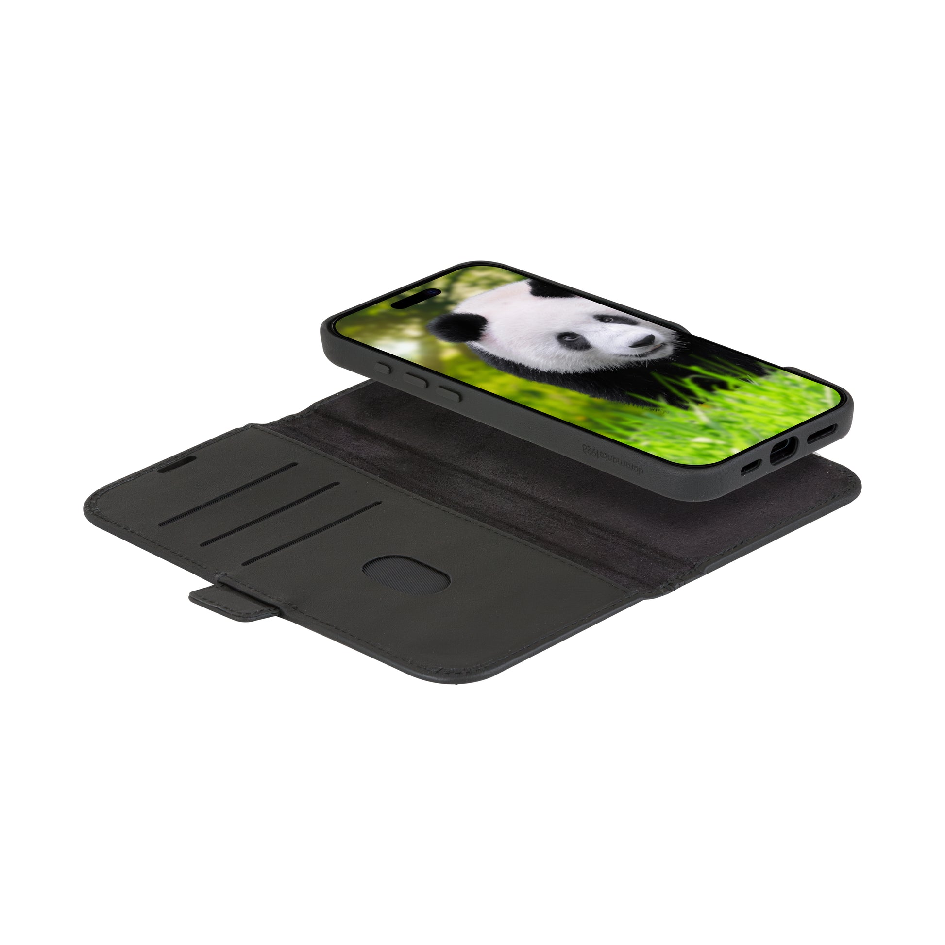 dbramante1928 Lynge Wallethülle – für Apple iPhone 16 Plus, MagSafe, 3 Kartenfächer, Leder, schwarz