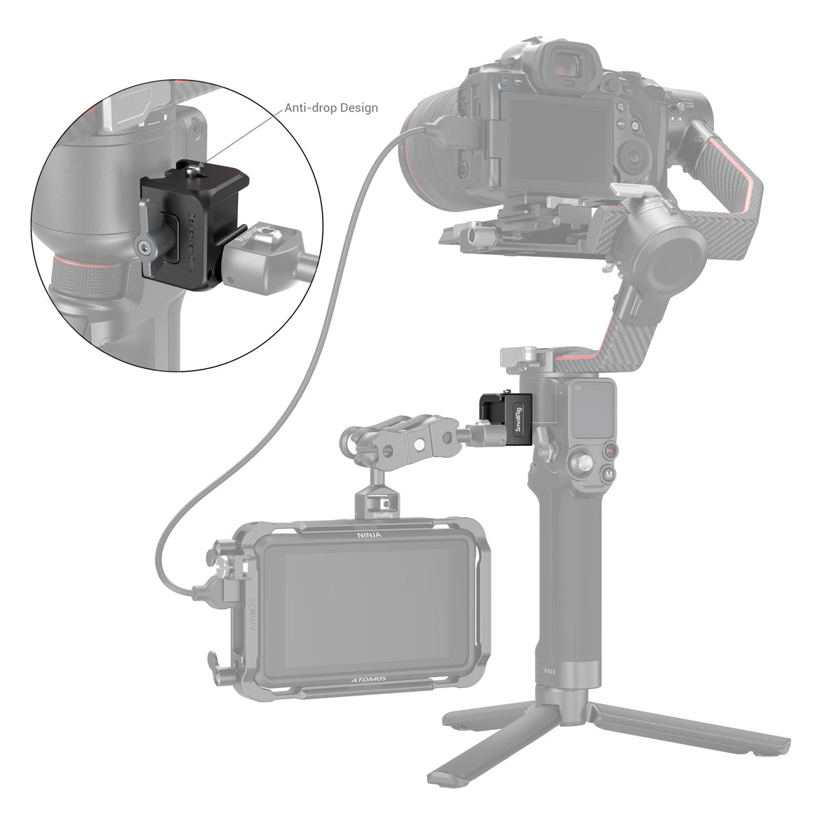 SmallRig Halterung 3025 – 33,5 × 38 × 25 mm – Aluminiumlegierung, Schwarz – für RS 3, RS 4, RS 2 und andere
