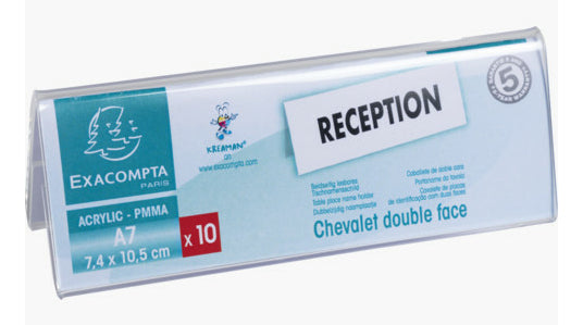 Exacompta Tischaufsteller – für A7 – 10 Stk. – transparent – Acryl – UV-beständig