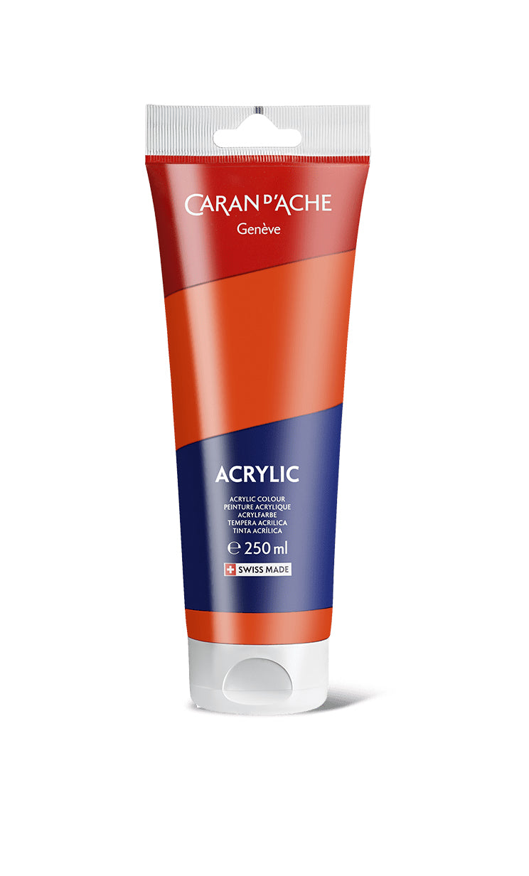 Caran d'Ache Acrylfarbe – Zinnoberrot 060 – 250 ml, Tube – für Leinwand, Holz, Glas