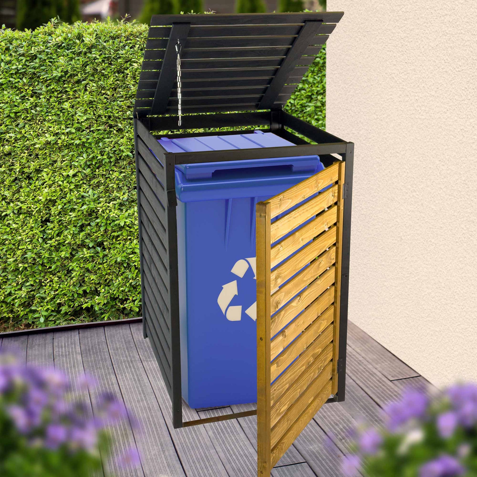 Dobar Müllcontainer 93902FSCE – 240 l – Holz, braun – für 240 l Mülltonnen
