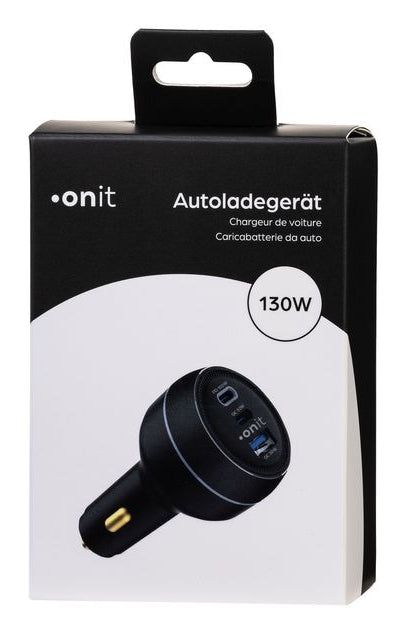 ONIT F02660 Auto-Ladegerät 130 W – USB-C×2, USB-A×1 – PD 3.0, QC 3.0, PPS – für 12–24 V Auto/LKW – Schwarz