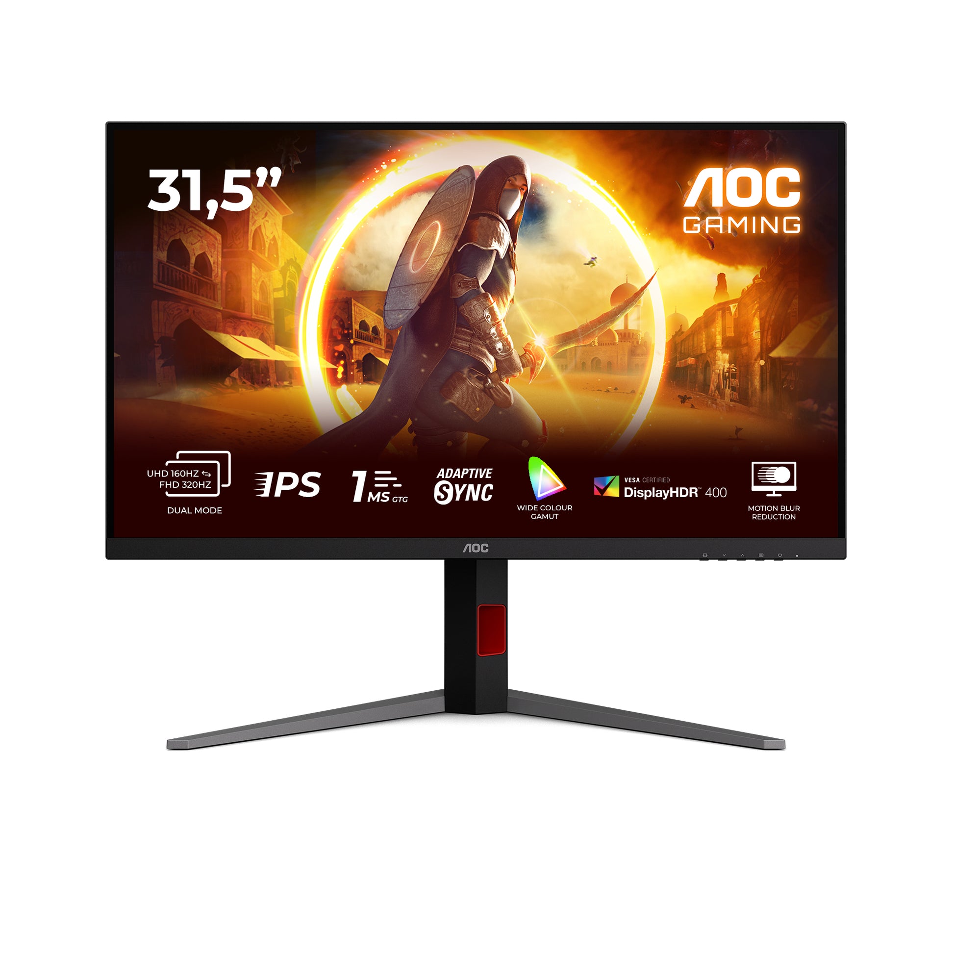 AOC U32G4U – Monitor, 31,5", 3840 × 2160 (UHD 4K), IPS, 160 Hz, Adaptive Sync, VESA 100 × 100, Schwarz