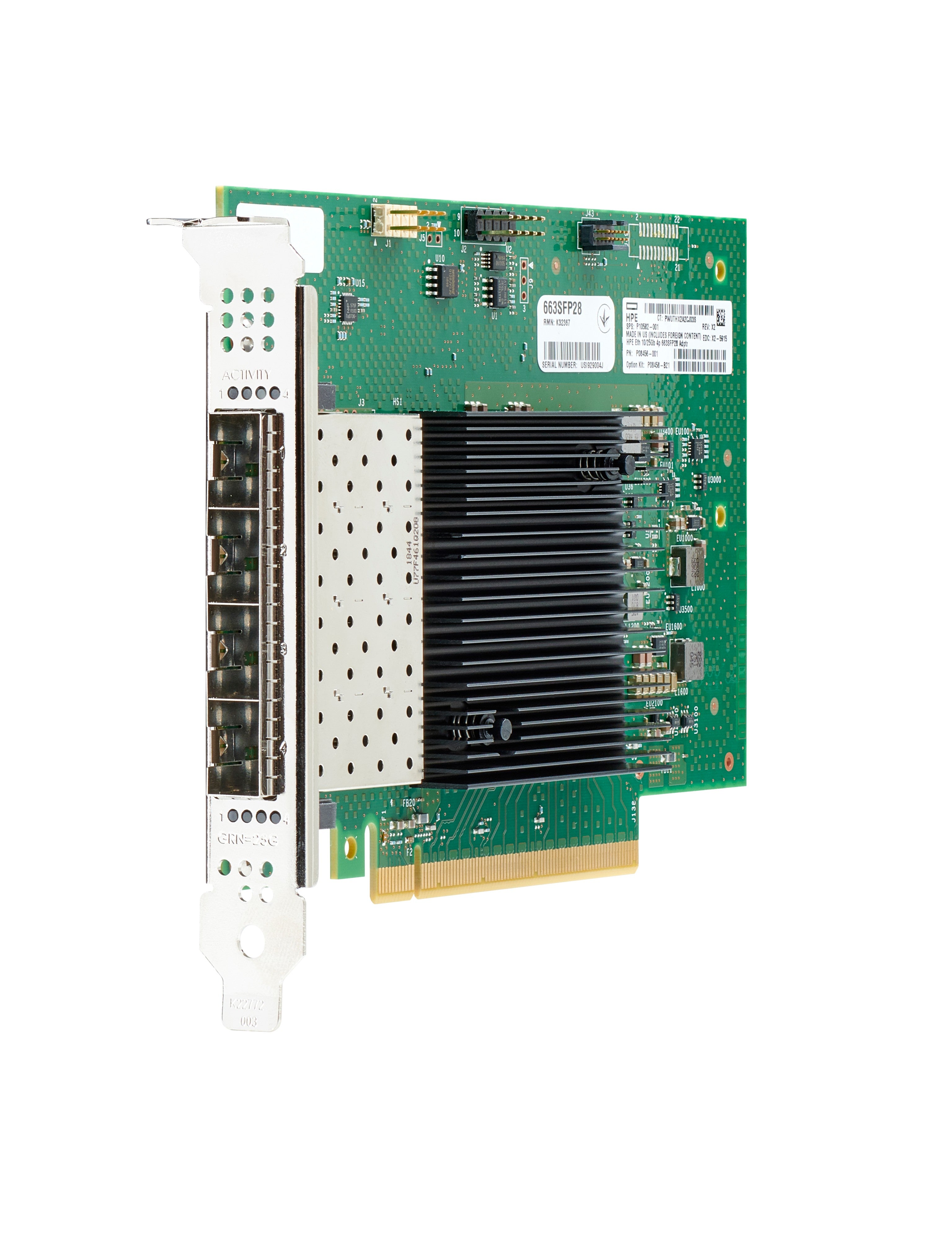 HPE Intel E810-XXVDA4 10/25G-Karte – PCIe 4.0, 4× SFP28, für Server