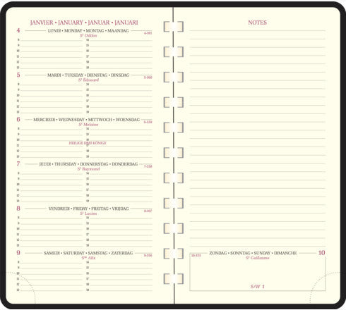 Exacompta Espace 16 S – Terminkalender 2027, 9,0 × 16,0 cm, PVC, einfarbig