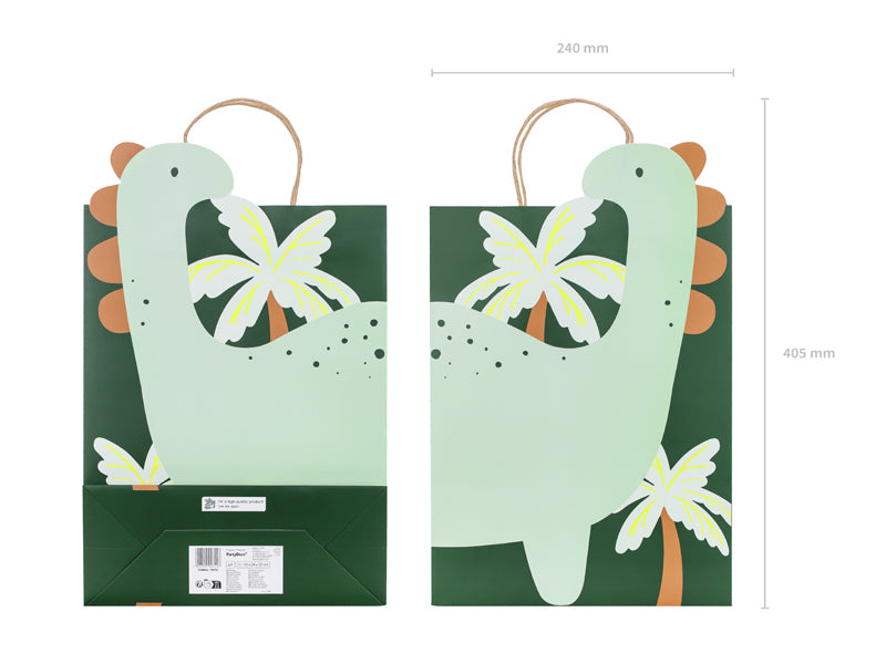 PartyDeco Geschenktasche Dinosaurier – 240 × 370 × 100 mm – 1 Stk.