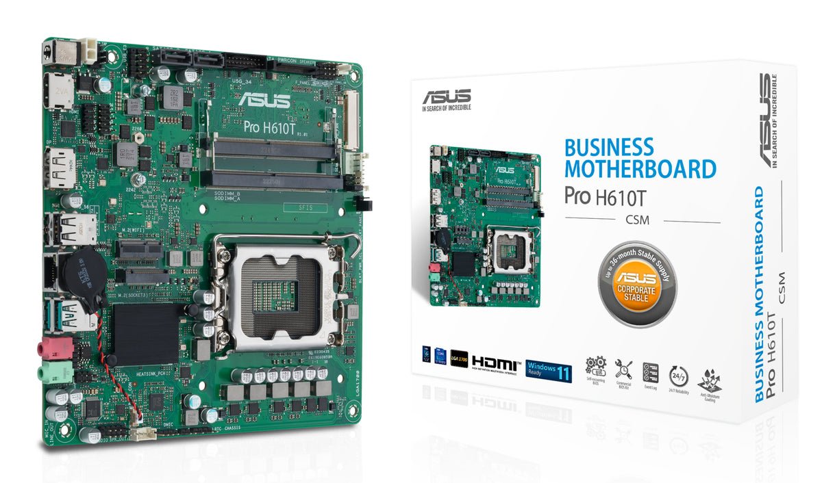 ASUS PRO H610T-CSM – Mainboard – LGA 1700, Intel H610, mini ITX, DDR5