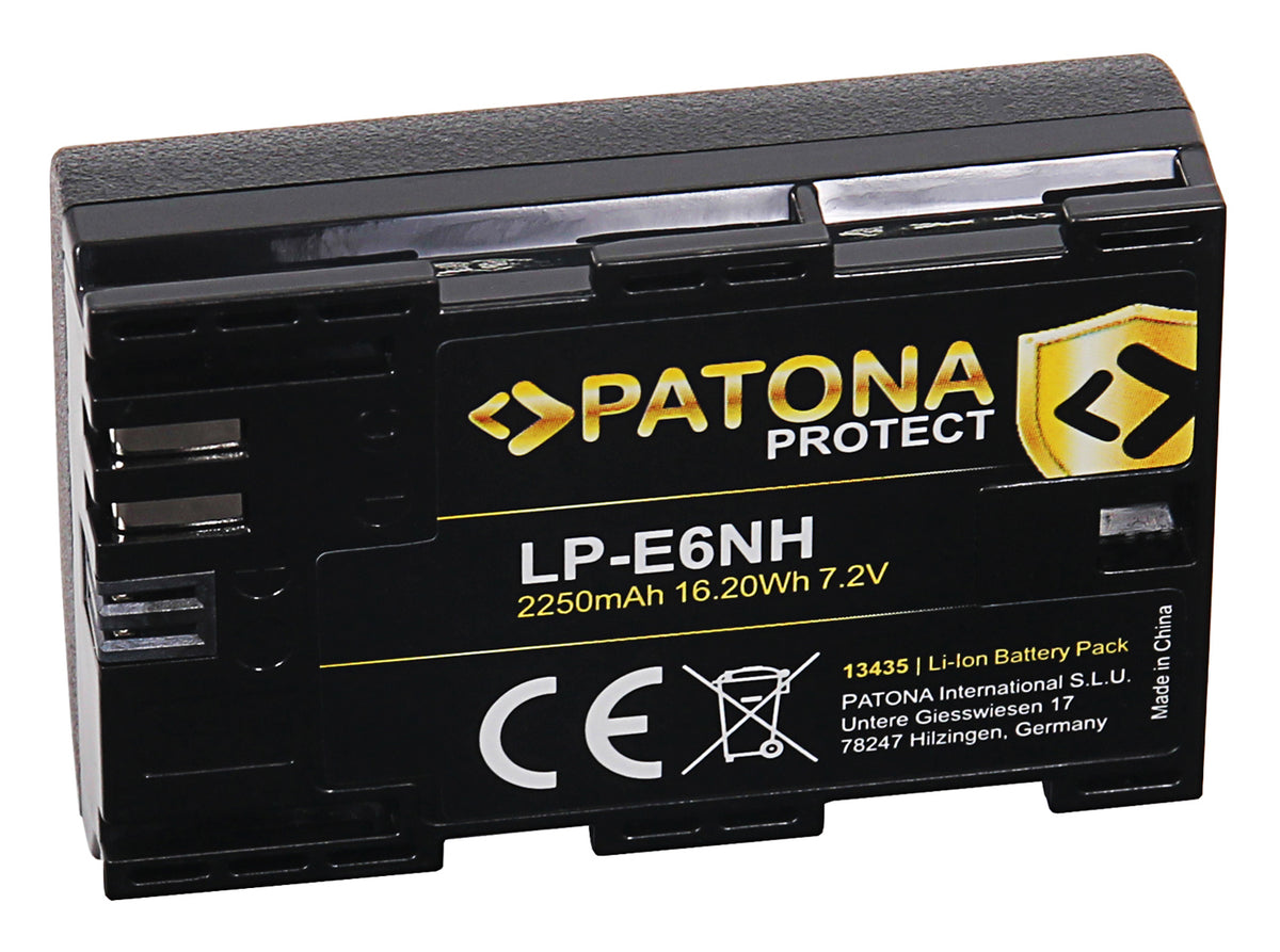 PATONA PROTECT Akku LP-E6NH – 2600 mAh, 7,2 V – für Canon EOS R5, R6, R6II und andere – Schwarz