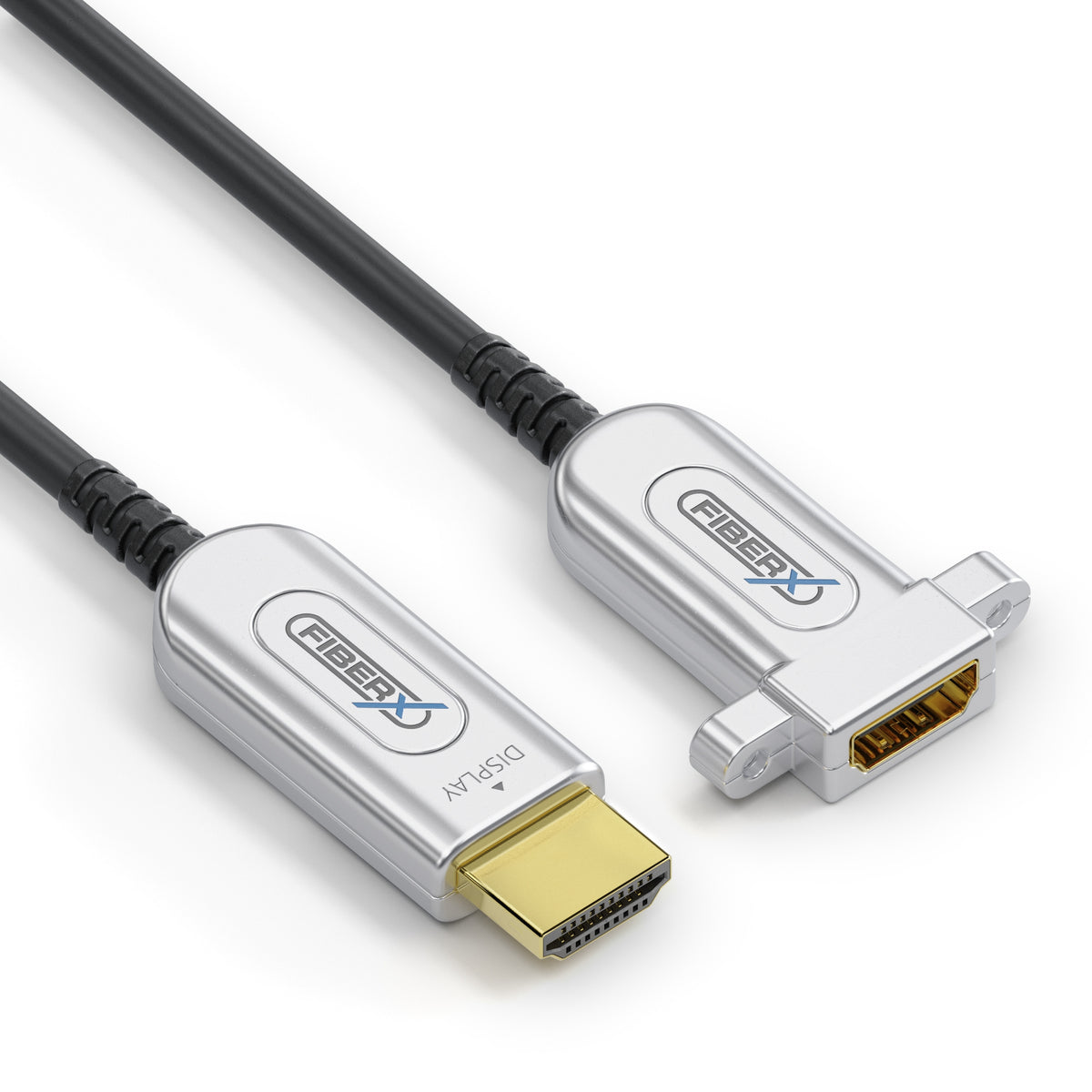FiberX HDMI Verlängerungskabel HDMI 2.0 4K 60 Hz – 20 m – HDR, ARC – Schwarz/Silber