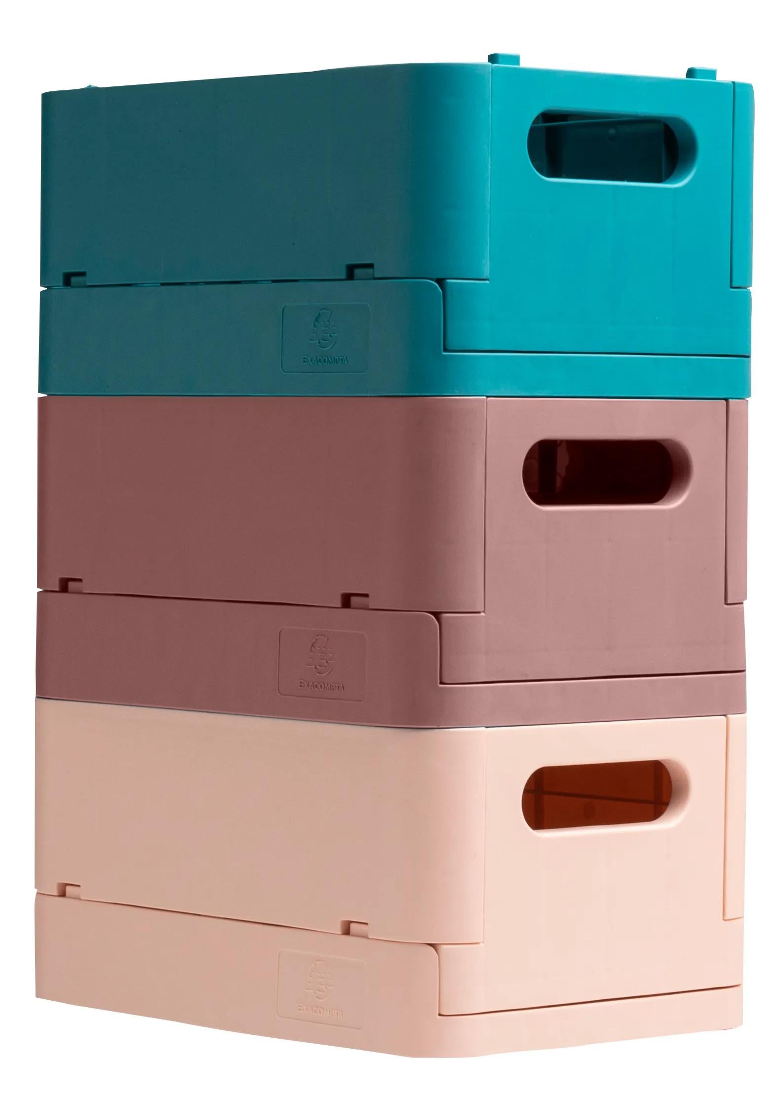 Exacompta Skandi Aufbewahrungsbox – für A6+, klappbar, altrosa, Polypropylen (PP), B 188 × H 95 × T 138 mm