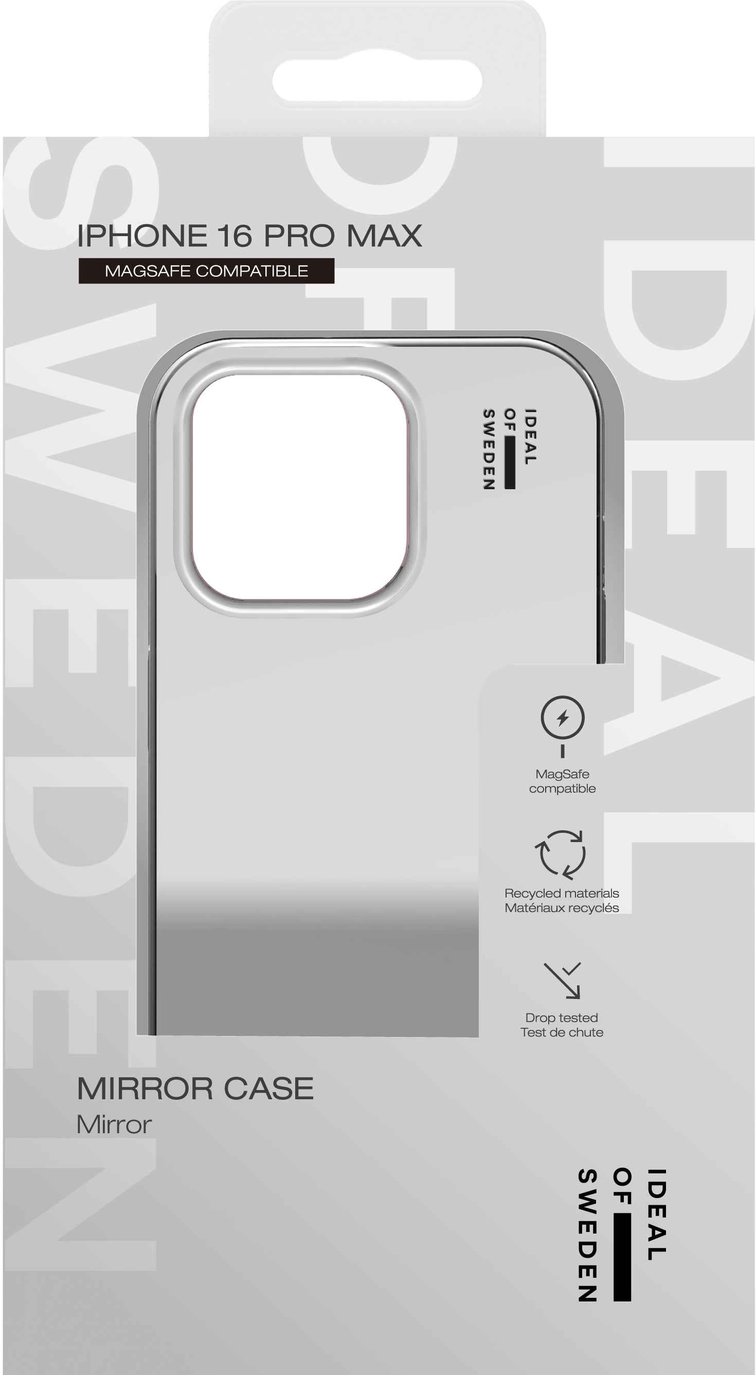iDeal of Sweden Mirror Backcover – für Apple iPhone 16 Pro Max, MagSafe, PC+TPU, Silber, bis 3 m sturzsicher