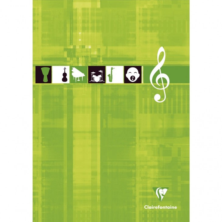 Clairefontaine Musiknotenblock, Leimbindung, Karton, 50 Blatt, 90 g/m² – sortiert (rot, grün, dunkelblau)