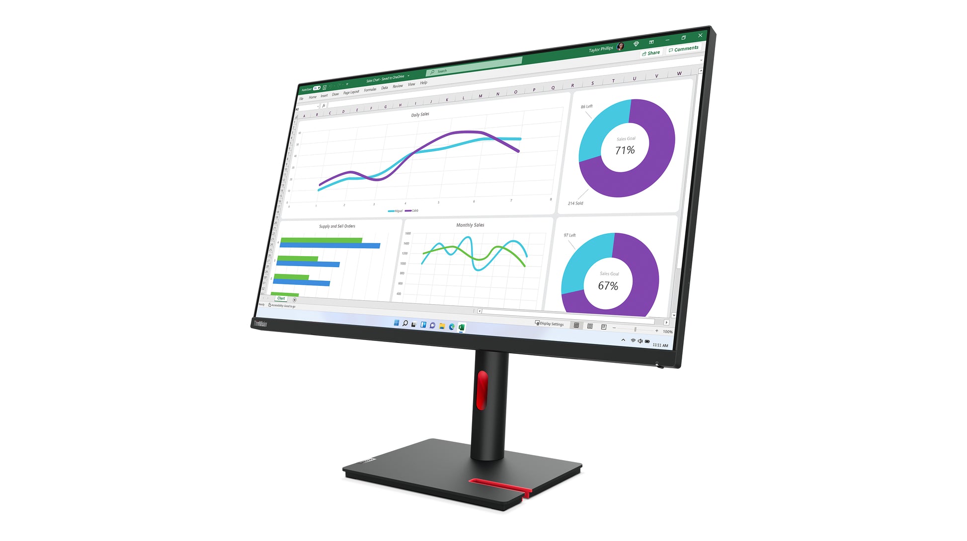 Lenovo ThinkVision T32h-30 – Monitor, 31,5", 2560 × 1440 (WQHD), IPS, 60 Hz, 350 cd/m², VESA 100 × 100