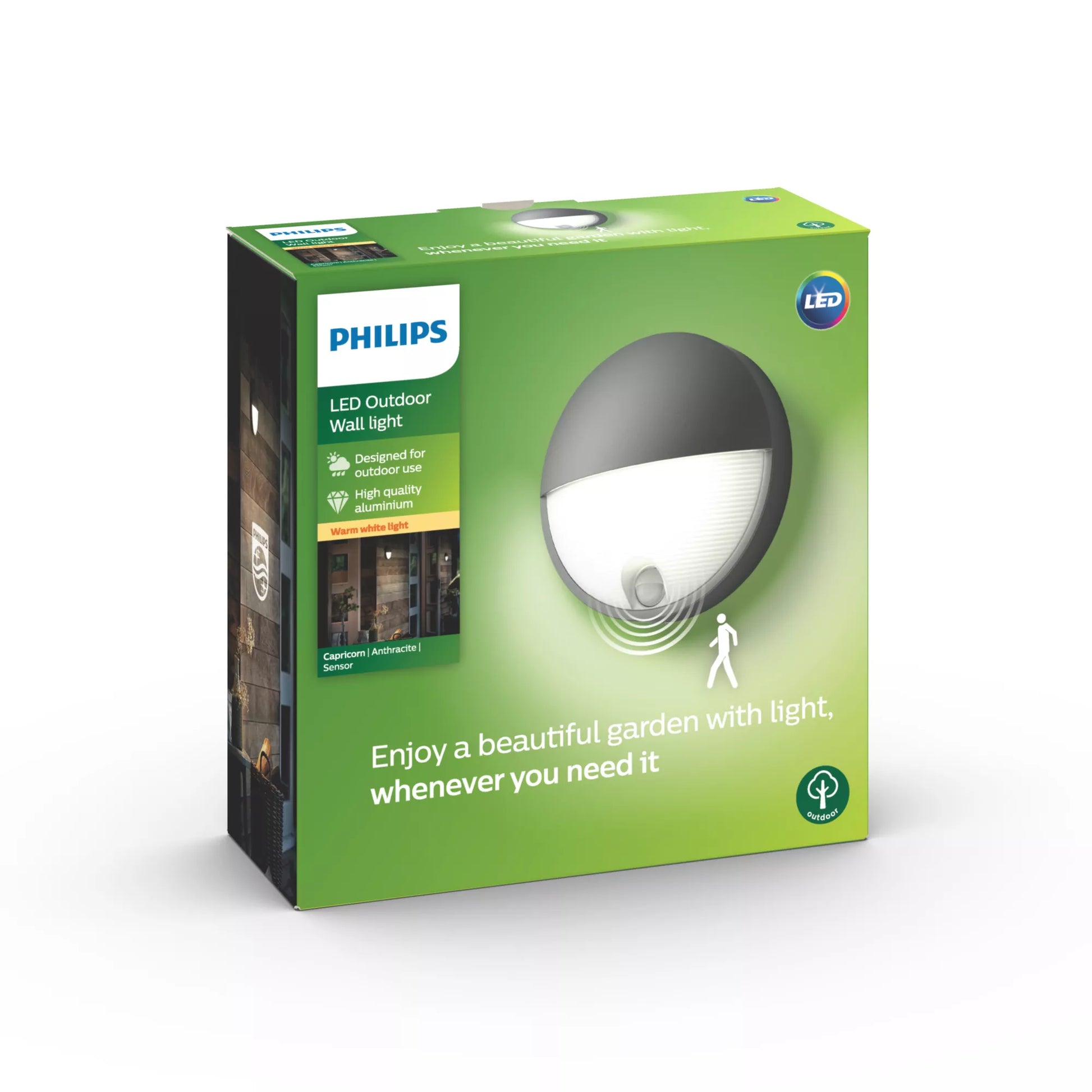 Philips by Signify Philips Aussenwandleuchte – 2700 K – IP44 – Netzbetrieb – mit Bewegungsmelder – Anthrazit, Aluminium