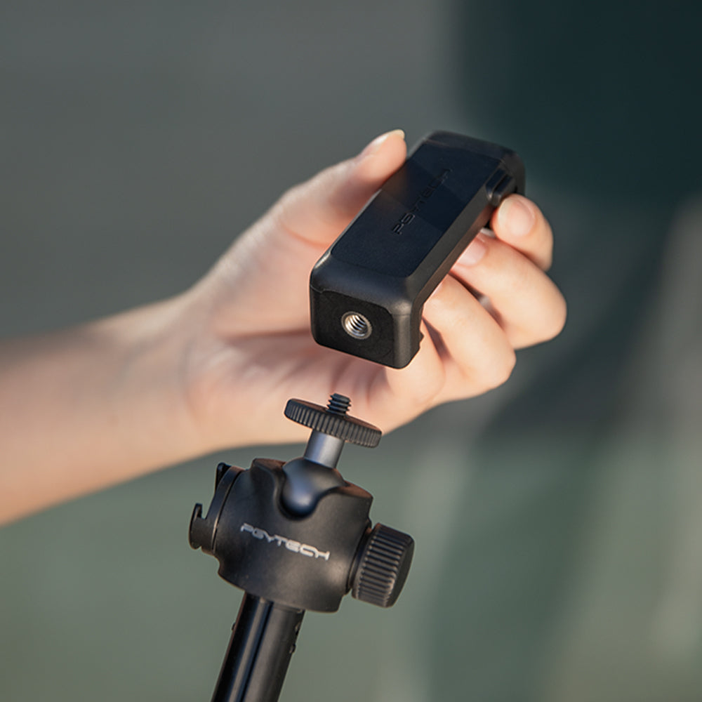 PGYTECH Vielseitiger Smartphone-Halter – Tisch-Ständer – 60–92 mm, Stativgewinde 1/4" – Für alle Marken – Schwarz