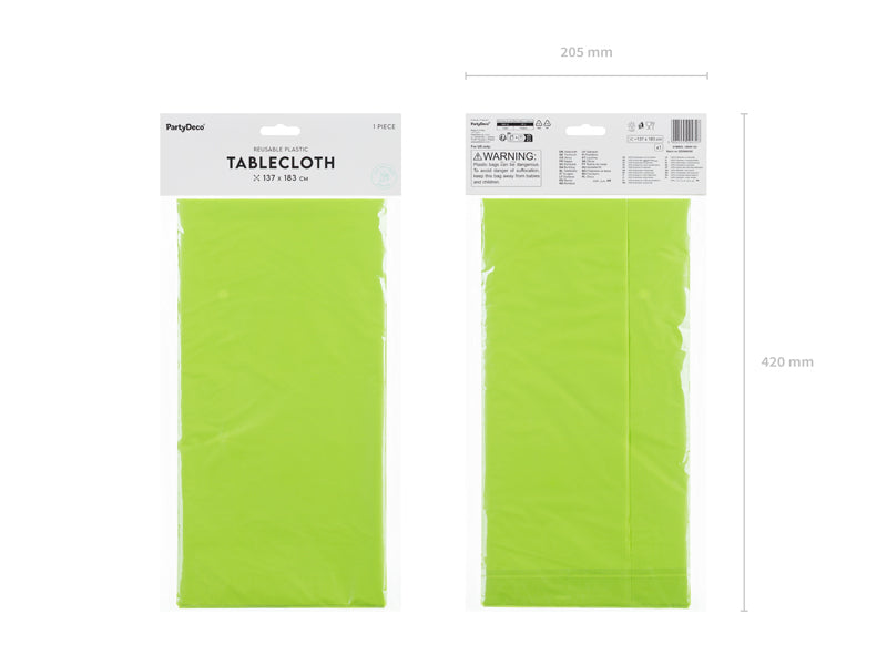 PartyDeco Tischdecke – 183×183 cm, Kunststoff, Hellgrün, Geburtstag