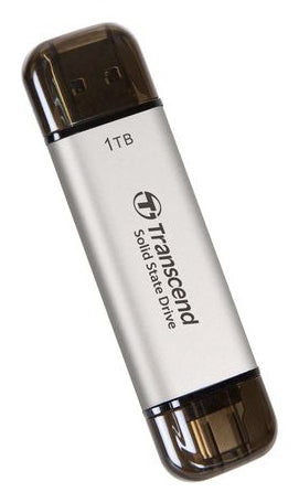 Transcend ESD310S Speichergerät – 1 TB, USB 3.1 Gen 2 Typ C/A, Silber