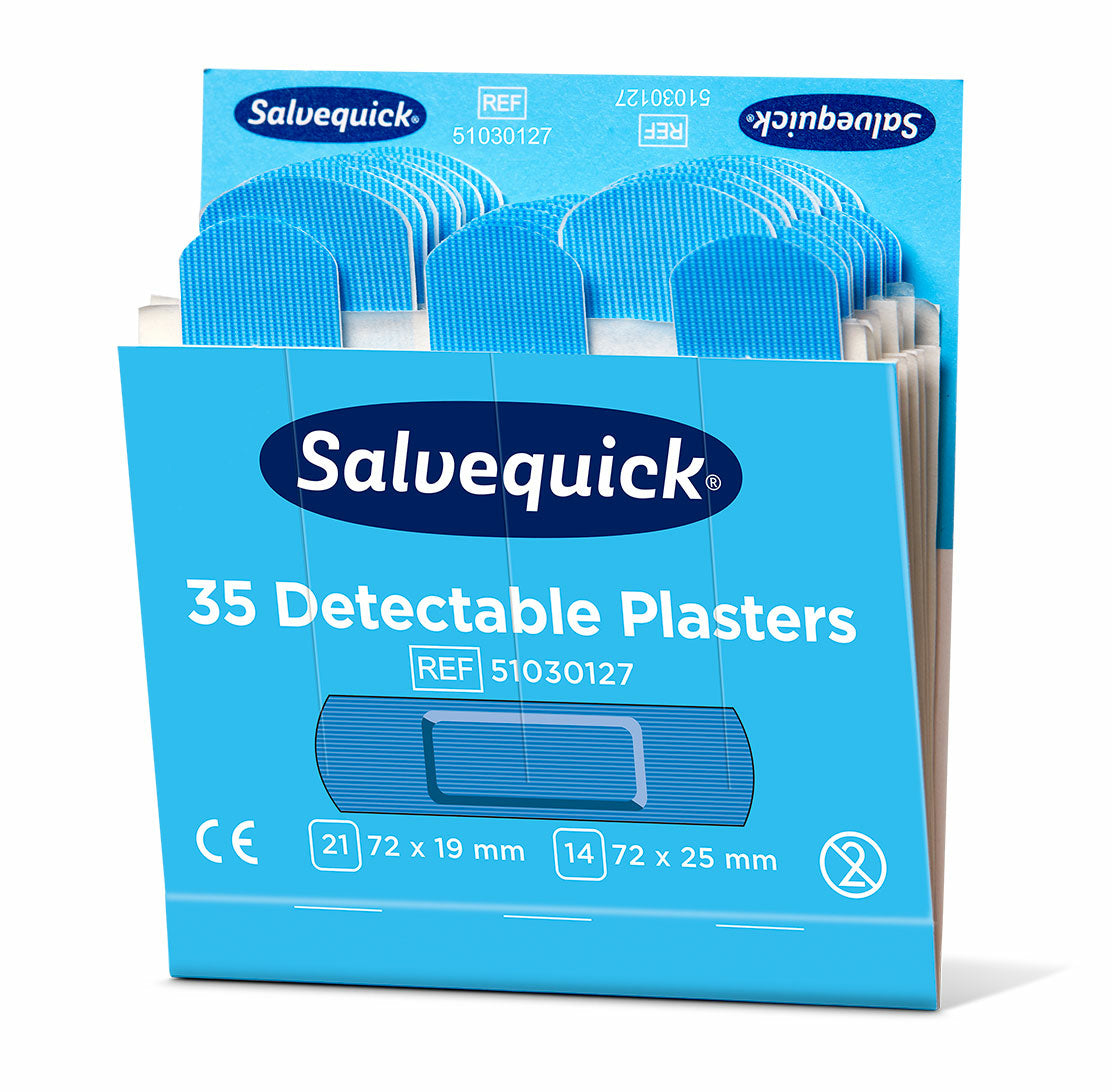 Cederroth Nachfüllpackung für detektierbare Pflaster – 35 Stück, für Salvequick Spender, 72 × 19 mm, 72 × 25 mm