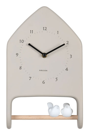 Karlsson Love Birds Wanduhr – Analog, 20 × 32 × 7,1 cm, Grau, Kunststoff