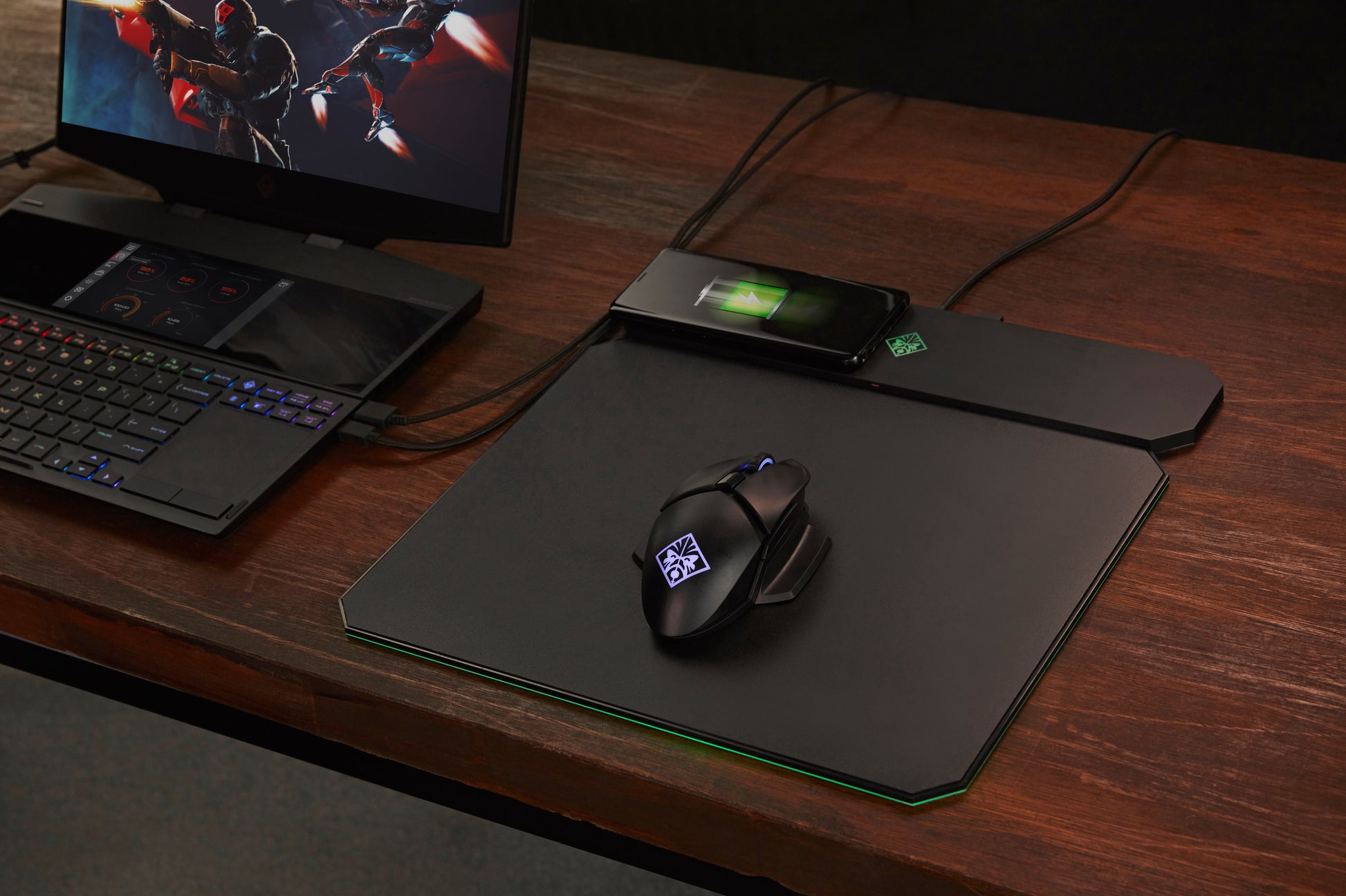HP OMEN Photon – Gaming-Maus – Kabellos (Bluetooth/2,4 GHz), 16000 DPI, beidhändig, Schwarz