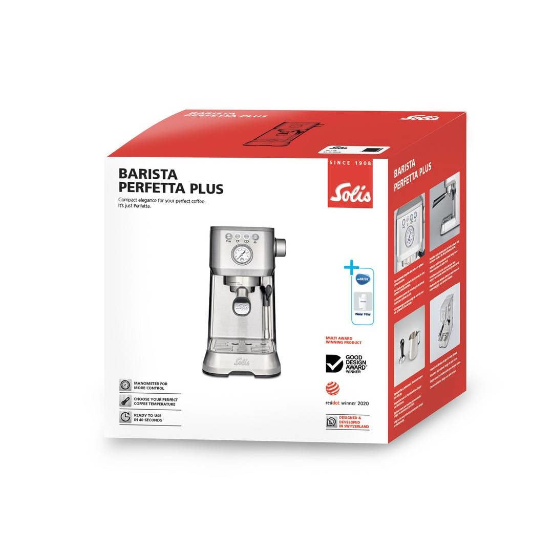 Solis Barista Perfetta+ 1170 Espressomaschine (Siebträger) – 15 bar, 1,7 l, Dampfdüse, 18,7 × 32,1 × 37,2 cm