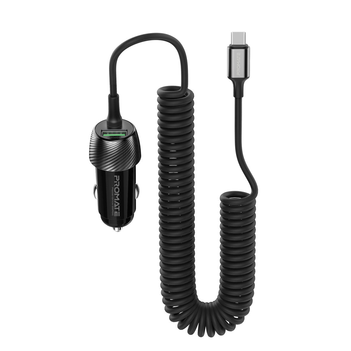 Promate Kfz-Ladegerät, 33 W, USB-C/USB-A, PD – universal – Schwarz