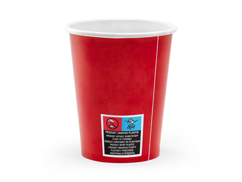 PartyDeco Becher Piraten, Papier/Karton – 2,2 dl, Rot/Weiss – 6 Stk.