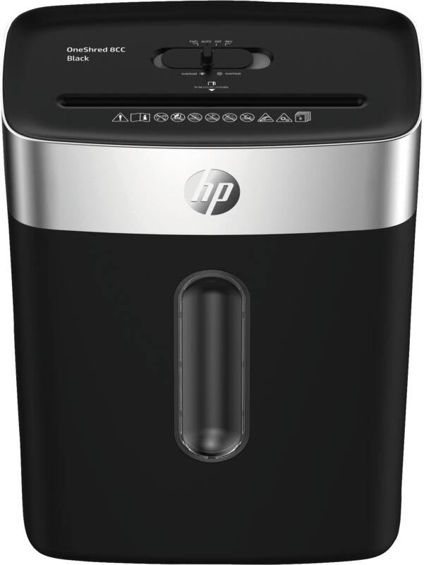 HP Oneshred 8Cc Aktenvernichter – Partikelschnitt, P-5, 5 mm, 8 Blatt, 22,55 l, Kreditkarten