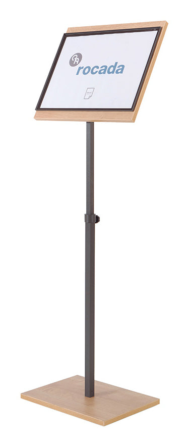 Rocada Boden-Prospektständer – für A4, braun, Holz, 400×300×1400 mm