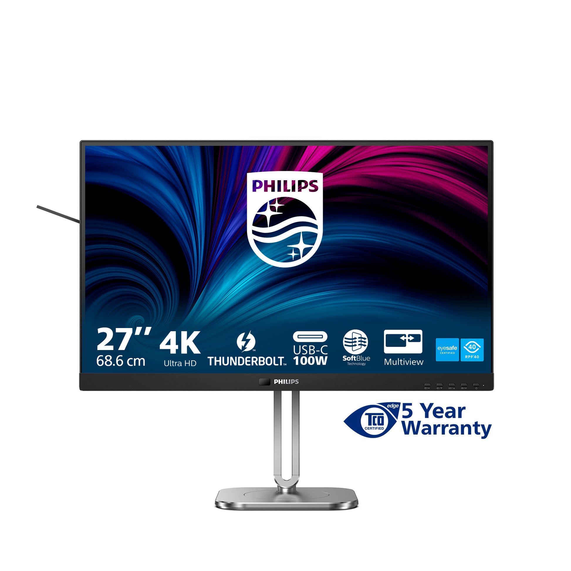 Philips 27B2U6903/000 – Monitor, 27", 3840 × 2160 (UHD 4K), IPS, 60 Hz, 350 cd/m², VESA 100 × 100, Schwarz